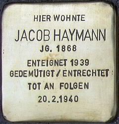 Stolperstein für Jacob Haymann  verlegt am 12.07.2011